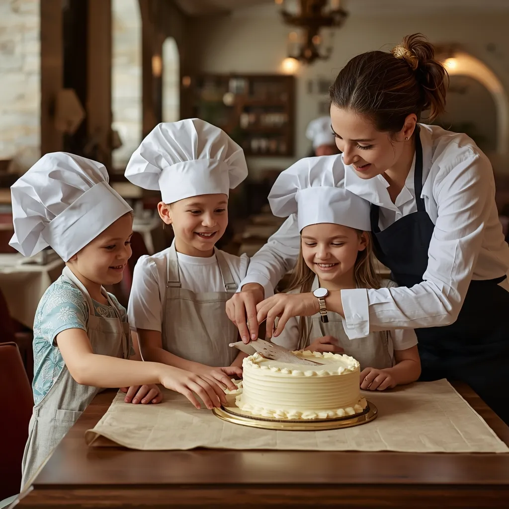 Kids baking class and etiquette workshop at Casa Lenzi restaurant