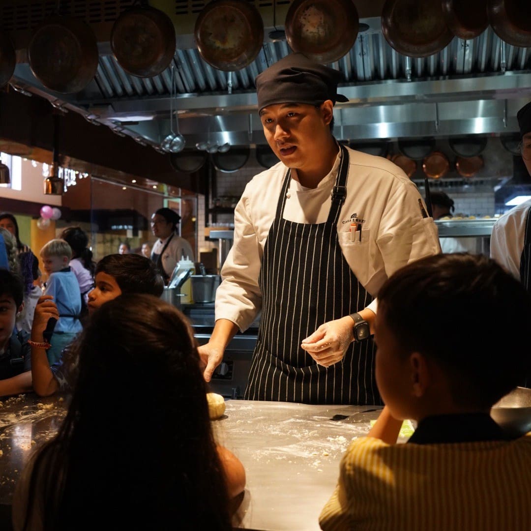 Kids baking class and etiquette workshop at Casa Lenzi restaurant