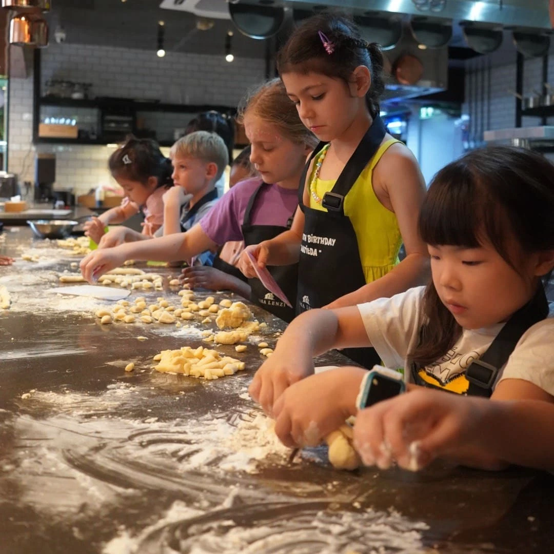 Kids baking class and etiquette workshop at Casa Lenzi restaurant